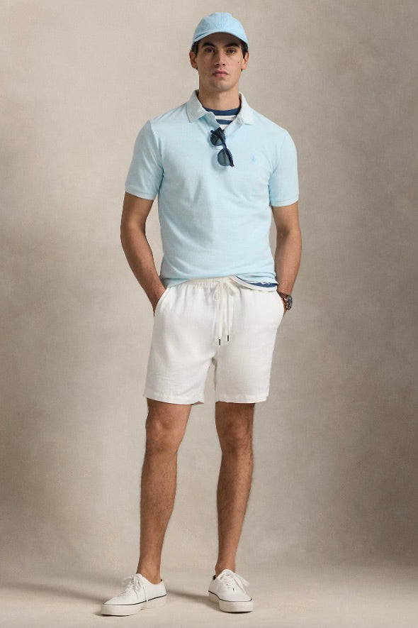 POLO RALPH LAUREN Custom Slim Mineral-Dyed Mesh Polo Shirt Sky - Dale
