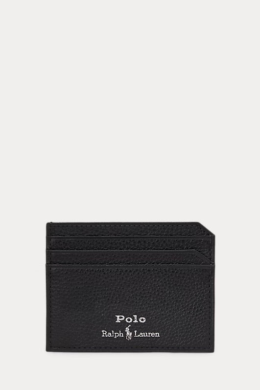 POLO RALPH LAUREN Pebbled Leather Card Case Black - Dale