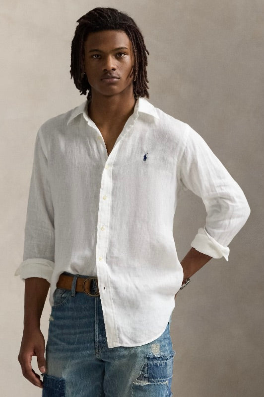 POLO RALPH LAUREN Slim Fit Linen Shirt Ceramic White - Dale