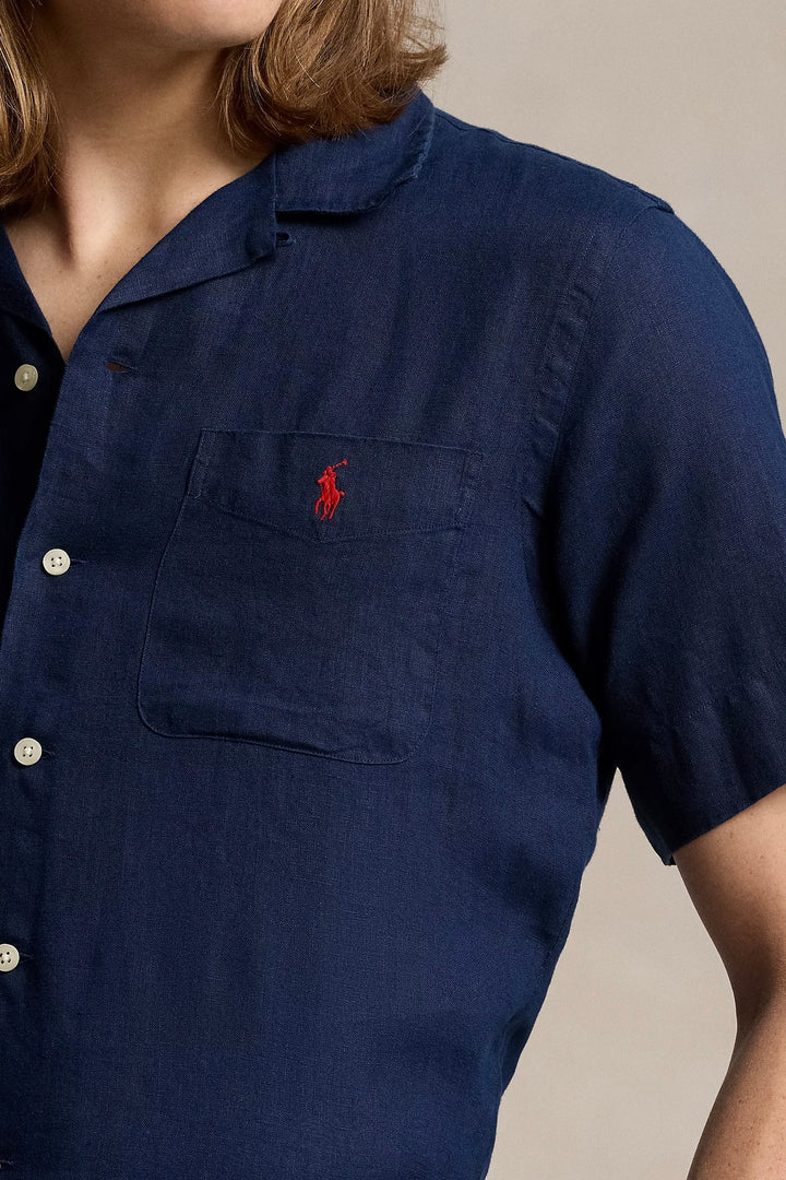 POLO RALPH LAUREN CLASSIC FIT LINEN CAMP SHIRT NEWPORT NAVY - Dale