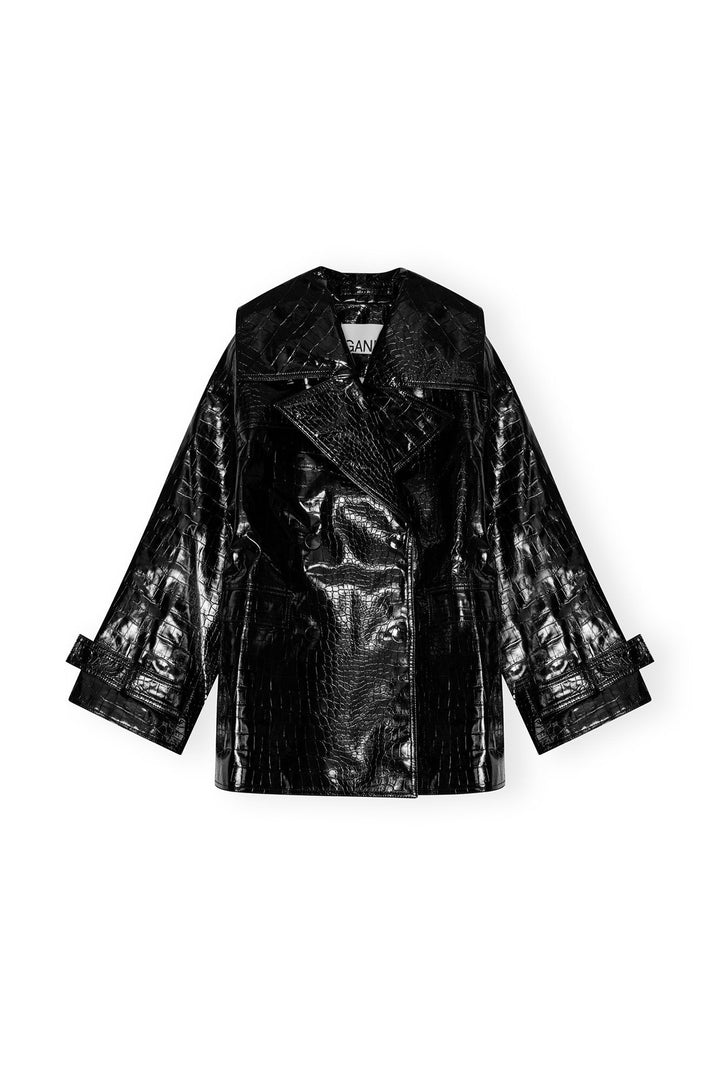 GANNI Future Coated Double Breasted Midi Jacket - Dale