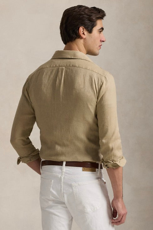 POLO RALPH LAUREN Custom Fit Linen Shirt Coastal Beige - Dale