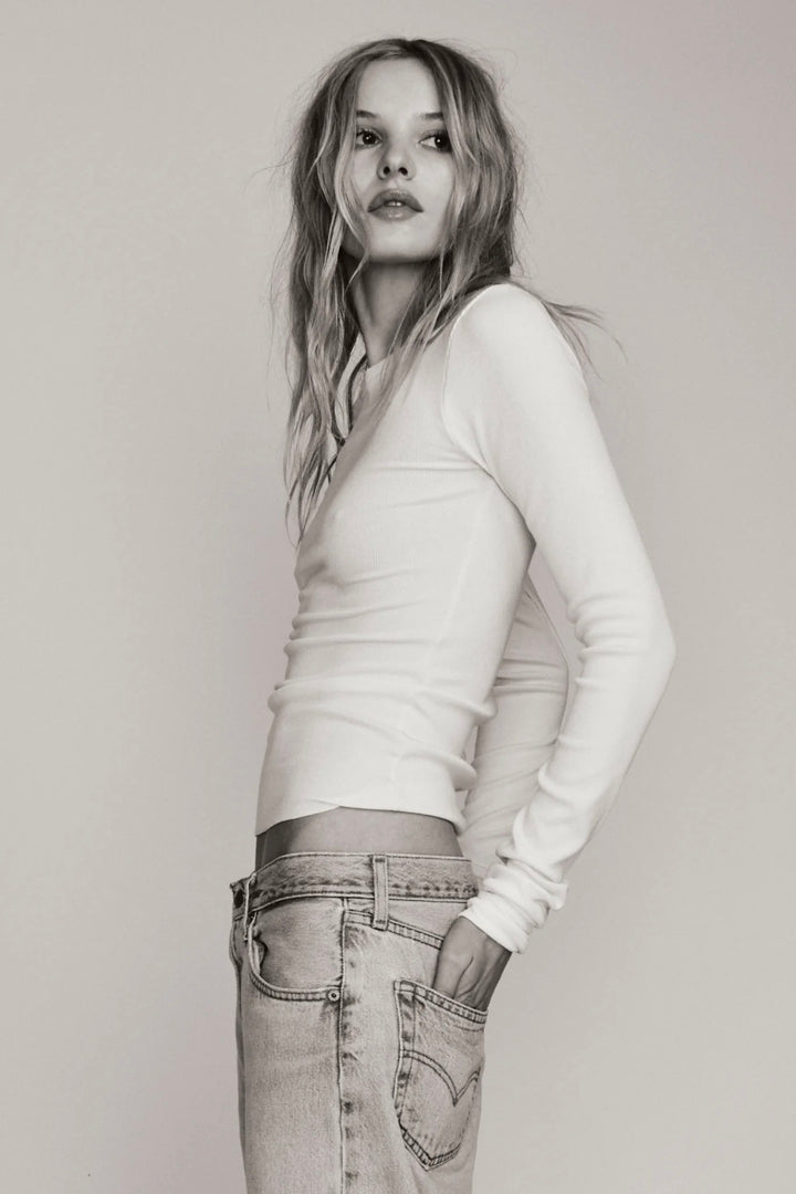 ETERNE Long Sleeve Fitted Top Cream - Dale