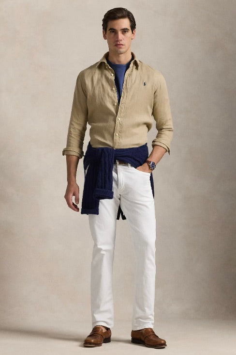 POLO RALPH LAUREN Custom Fit Linen Shirt Coastal Beige - Dale
