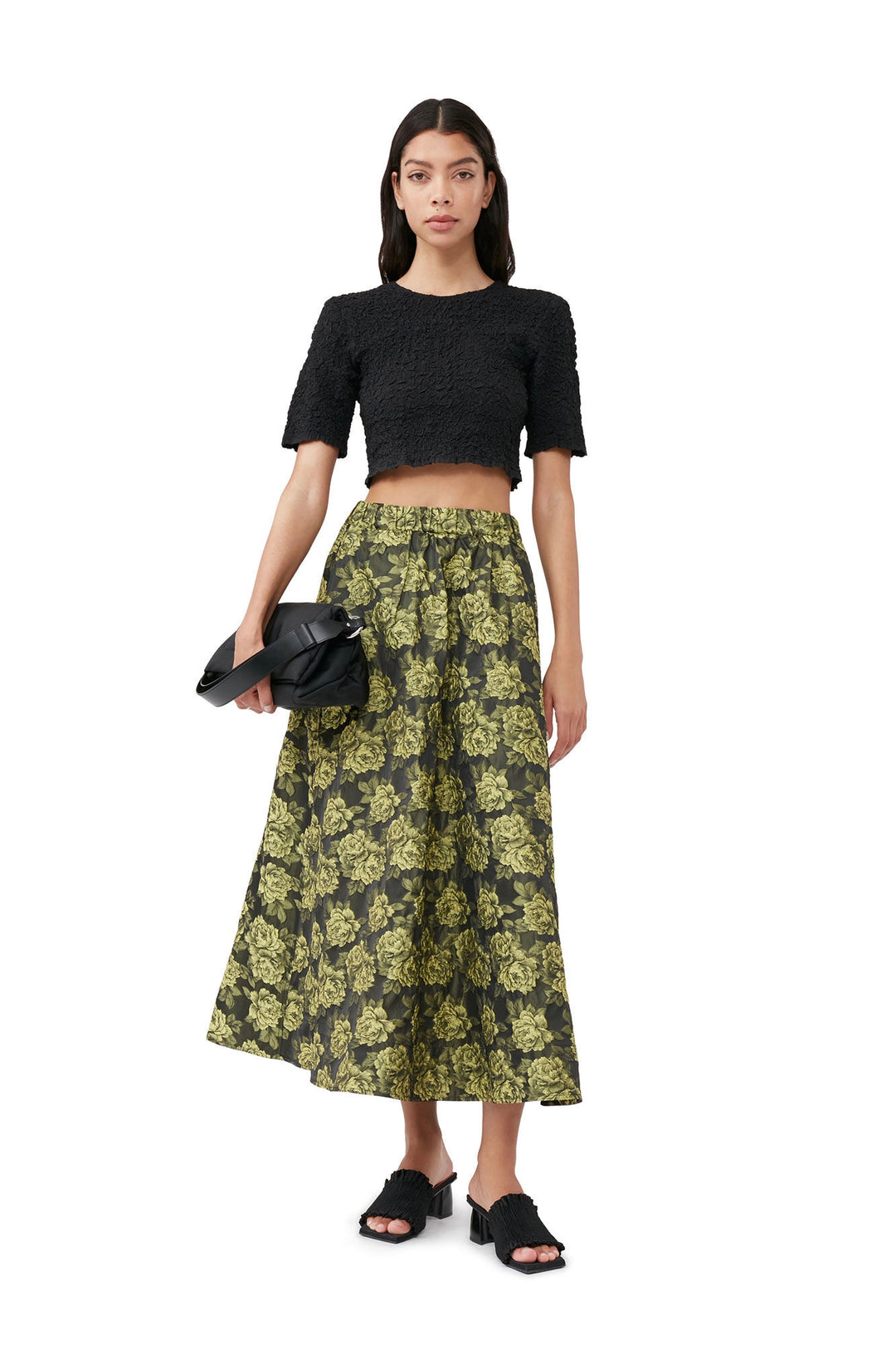 GANNI Cotton Poplin O-neck Cropped Smock Top - Dale