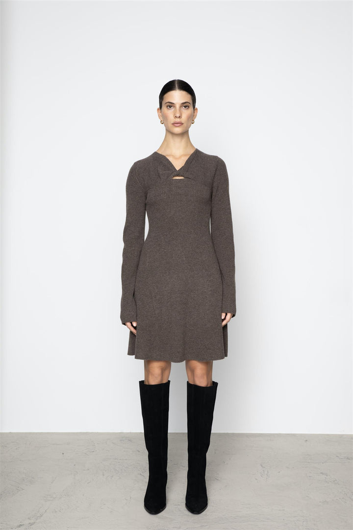 CAMILLA PIHL Myla Dress Dark Taupe Melange - Dale