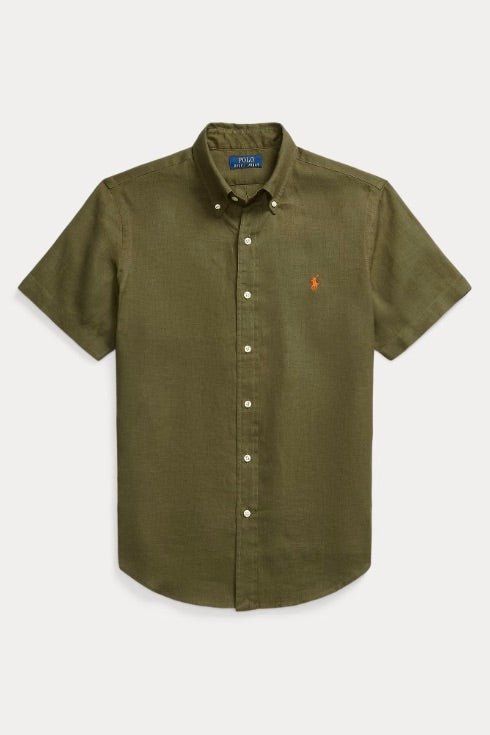 POLO RALPH LAUREN Custom Fit Linen Shirt New Olive - Dale