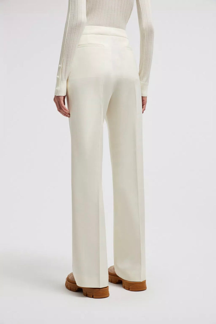 MONCLER Wool Gabardine Trousers Cream - Dale