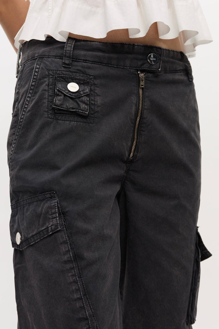 GANNI Washed Twill Trousers Phantom - Dale