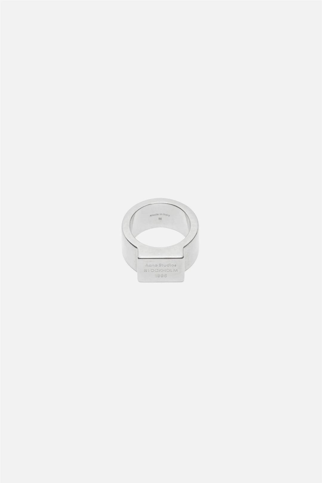 ACNE STUDIOS Logo Engraved Signet Ring Semi Matt Silver - Dale