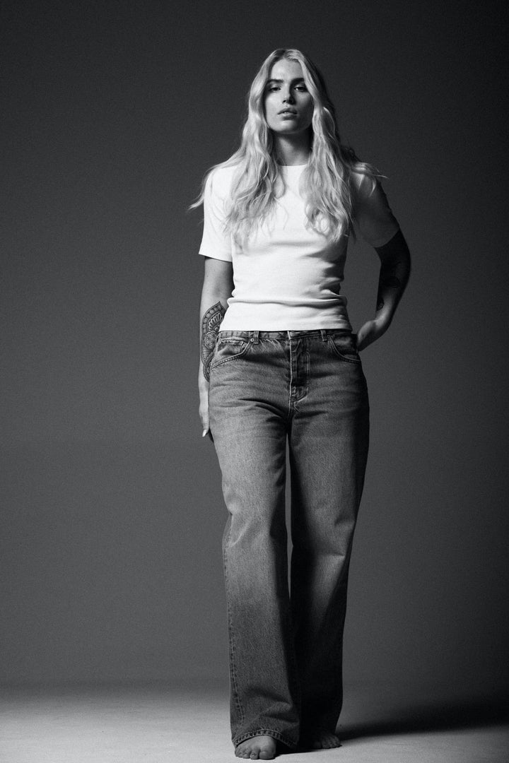 CAMILLA PIHL DENIM PIPPA RIB TEE ECRU - Dale