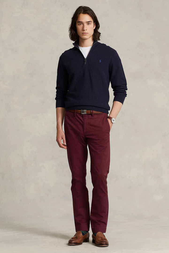 Mesh-Knit Cotton Quarter-Zip Jumper Navy Heather