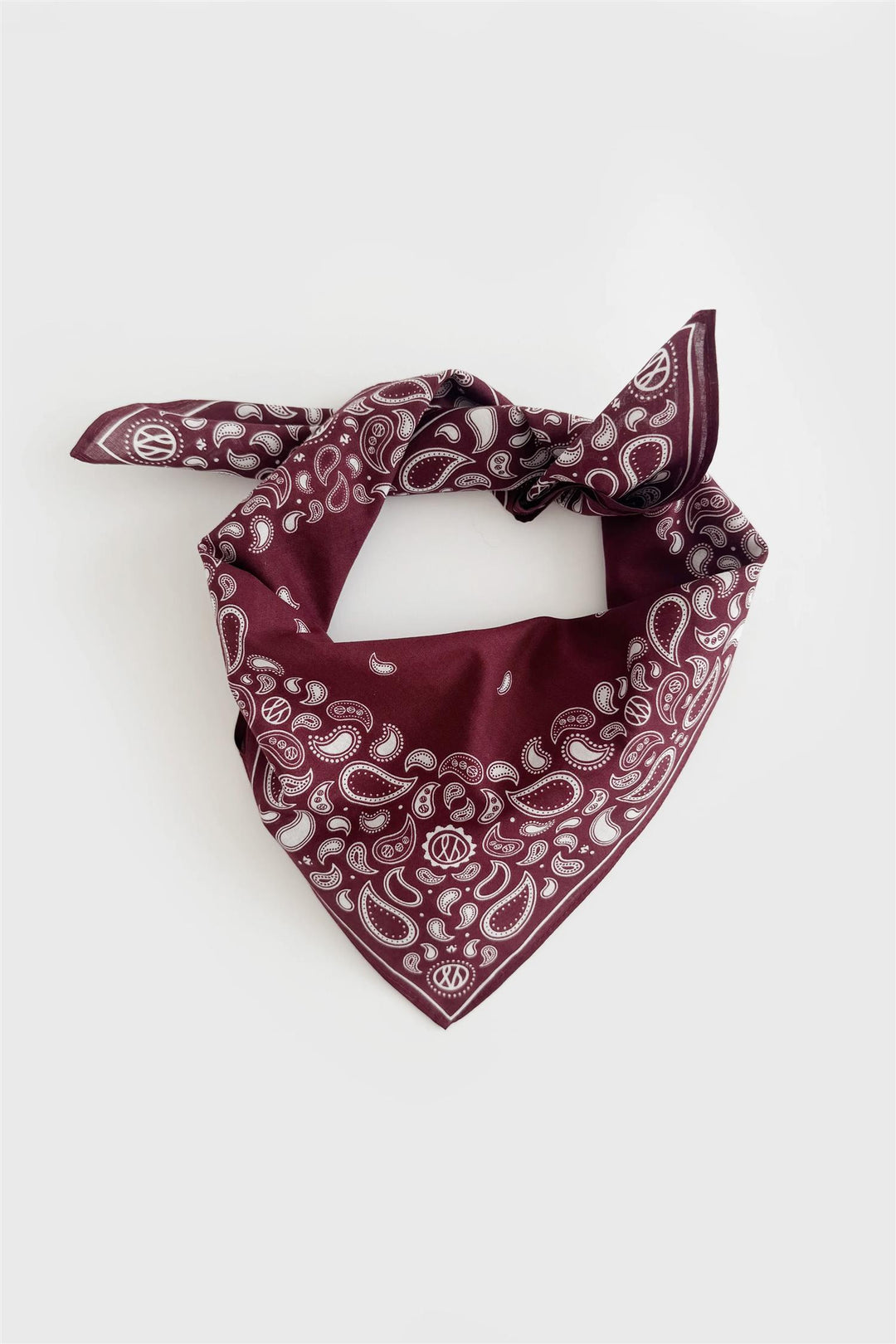 LE SCARF Cotton Paisley Scarf Wine Red 55x55 - Dale