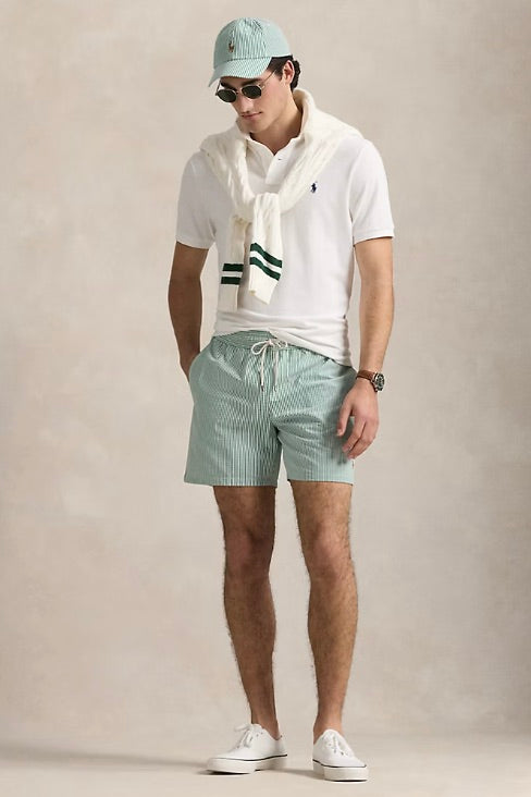POLO RALPH LAUREN Traveller Swimming Trunk Raft Green Seersucker - Dale