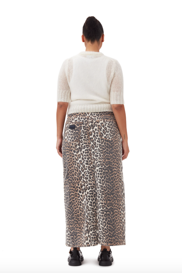 GANNI Print Denim Maxi Slit Skirt - Dale