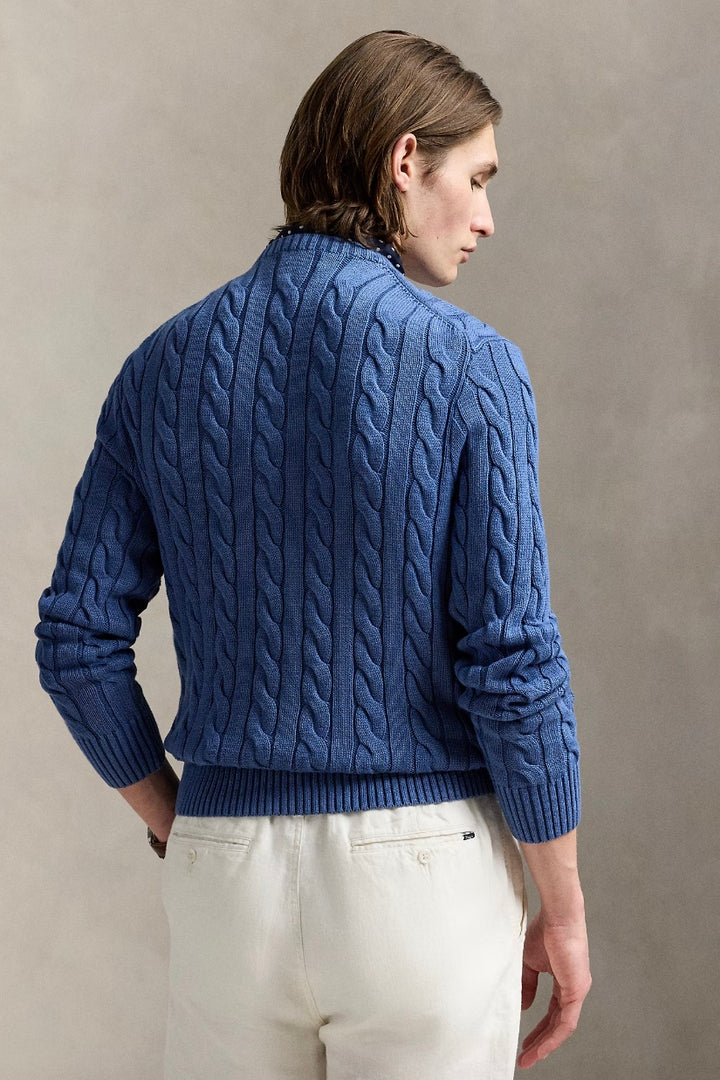 POLO RALPH LAUREN Cable-Knit Mineral-Dyed Cotton Sweater Navy - Dale