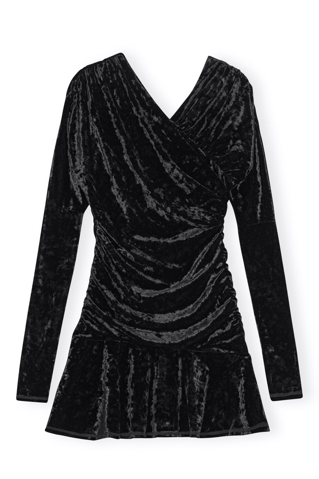 Velour Jersey Crossover Ruched Mini Dress