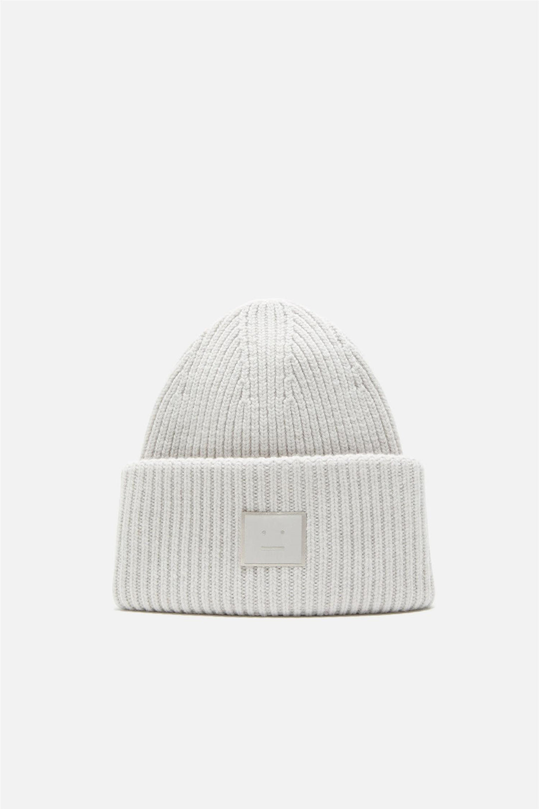 ACNE STUDIOS Large Face Logo Yak Beanie Light Grey - Dale