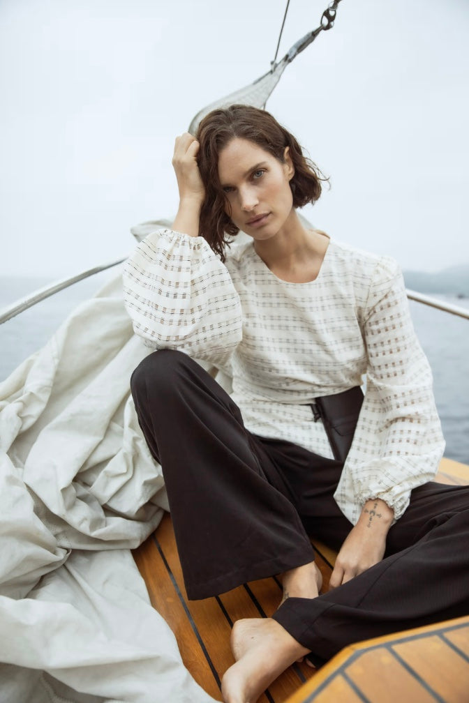 CAMILLA PIHL Rina Blouse Cream Check - Dale