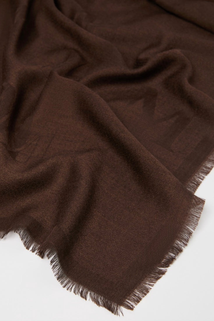MAX MARA Curvone Jacquard-knit Wool and Silk Scarf Brown - Dale