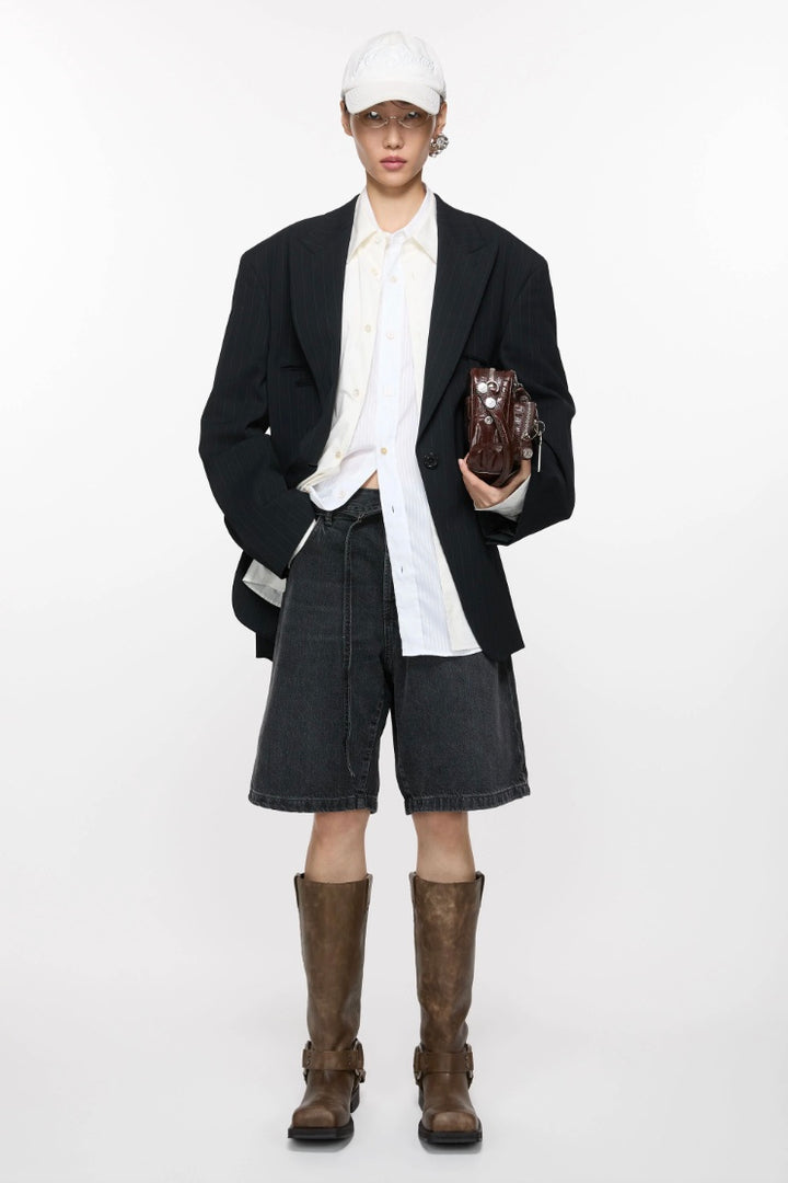 ACNE STUDIOS Single Breasted Suit Jacket Navy Blue - Dale