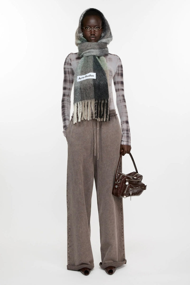 ACNE STUDIOS Mohair Checked Scarf Green/Grey/Black - Dale
