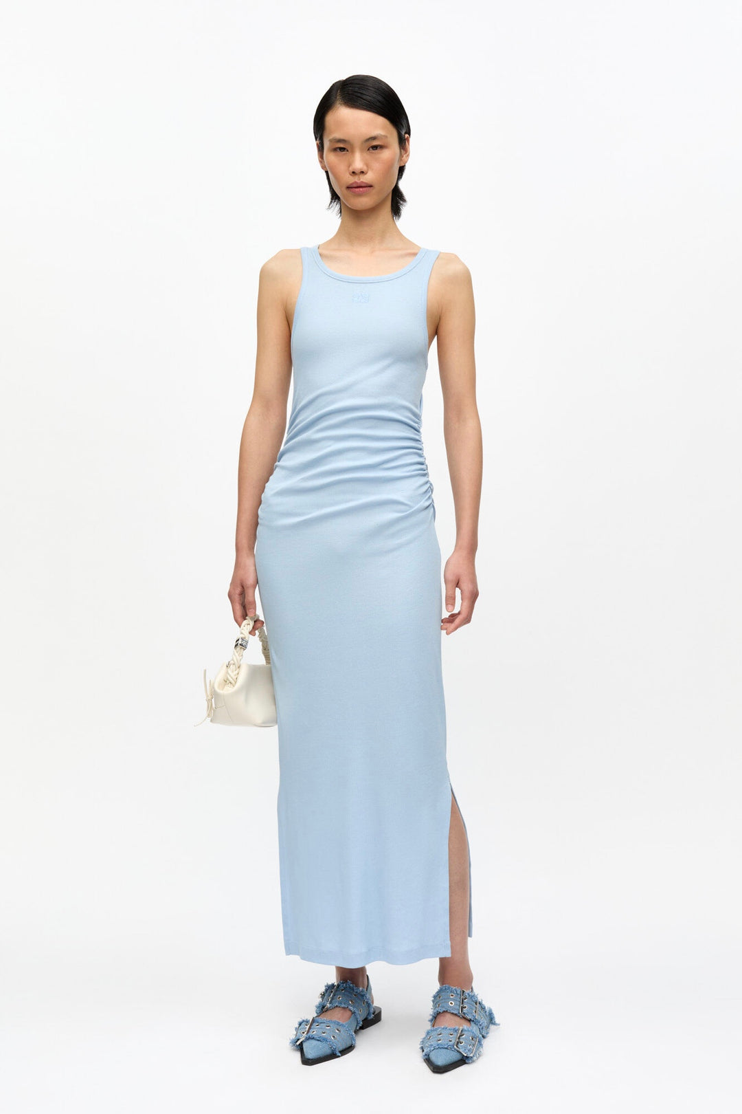 GANNI Soft Cotton Rib Tank Top Long Dress - Dale