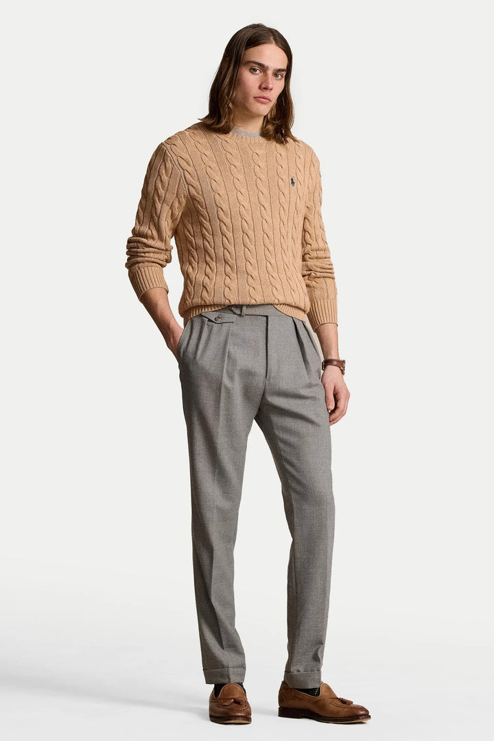 POLO RALPH LAUREN Cable-Knit Cotton Jumper Camel Melange - Dale