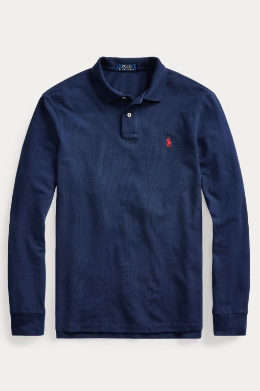 Custom Slim Fit Mesh Polo Shirt Newport Navy