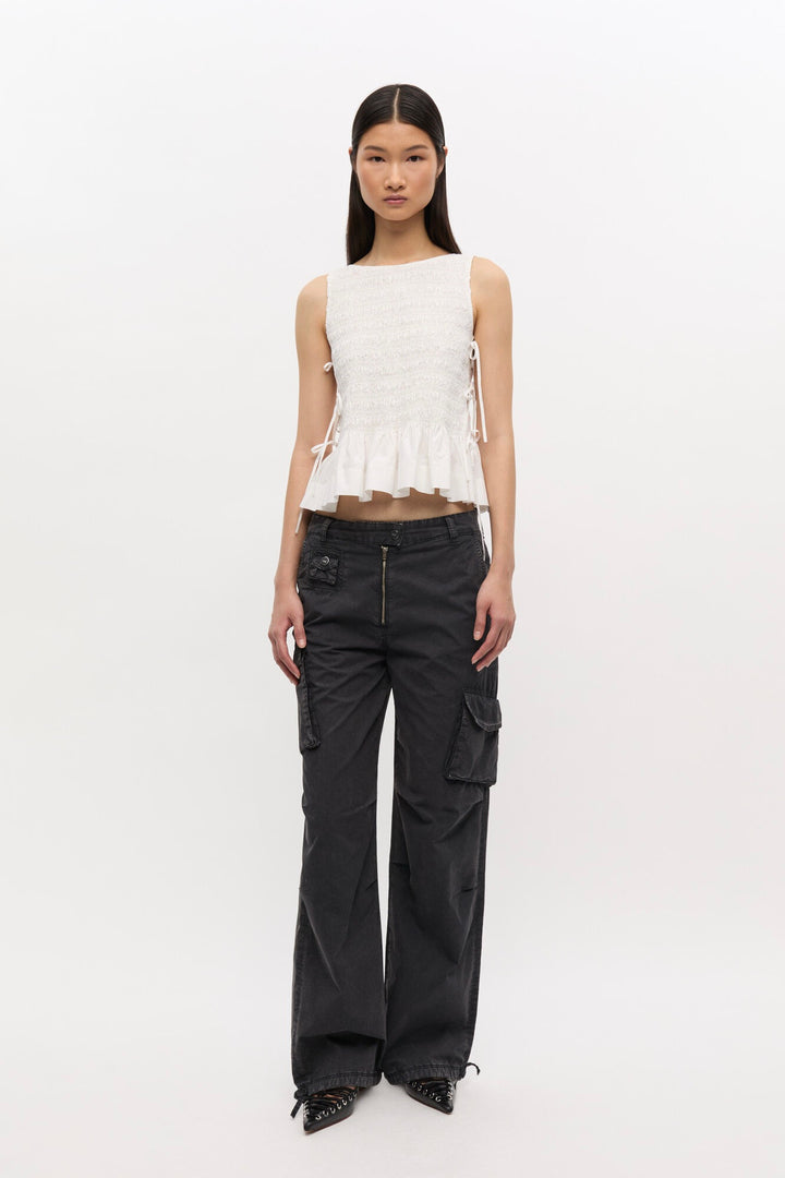GANNI Washed Twill Trousers Phantom - Dale