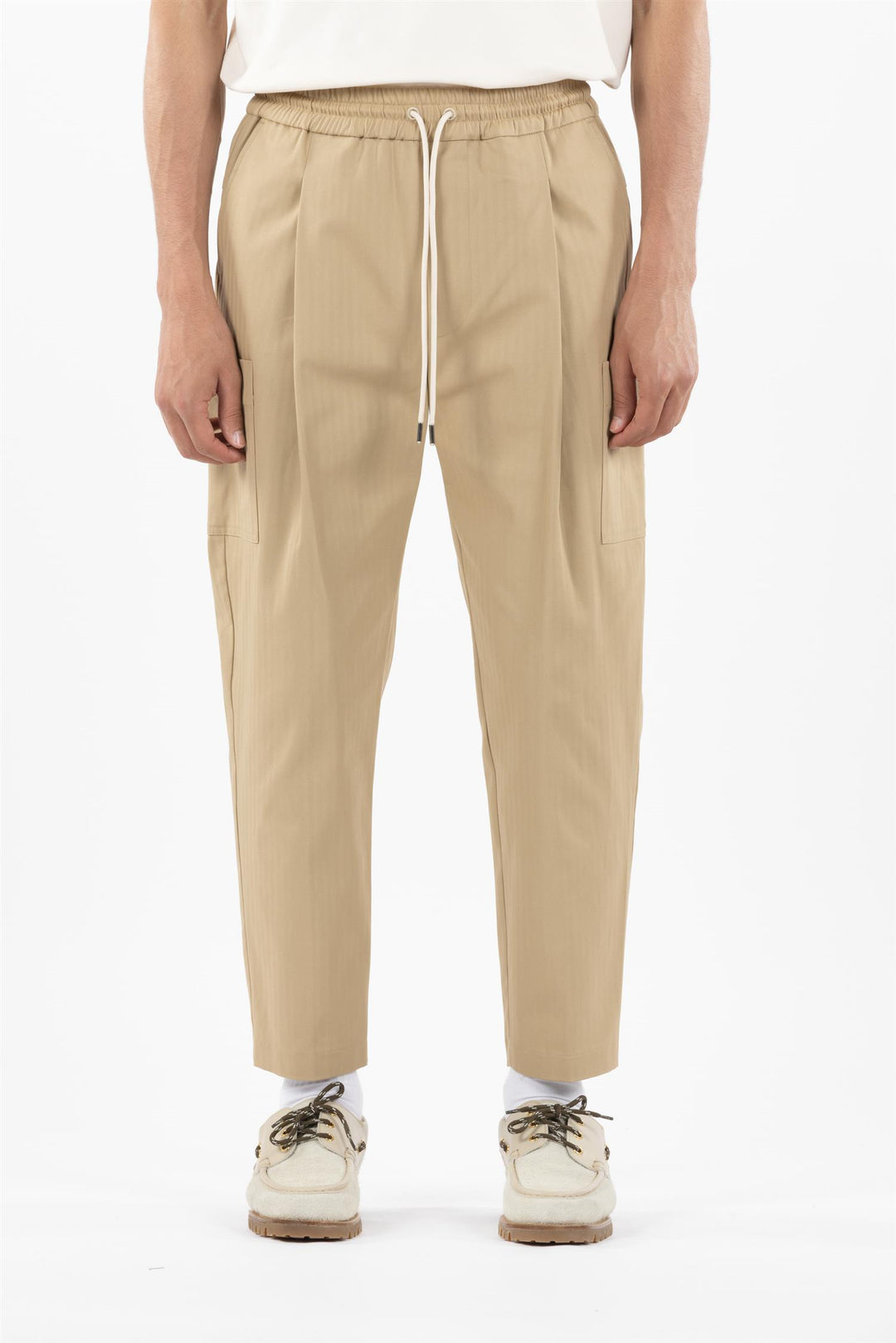 Drôle de Monsieur Le Pantalon Cropped Cargo Beige - Dale