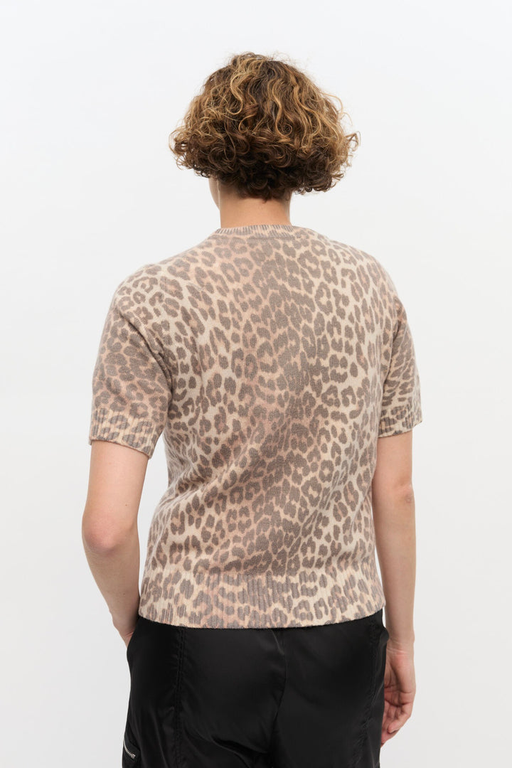 GANNI Wool Mix Printed Leopard T-shirt - Dale