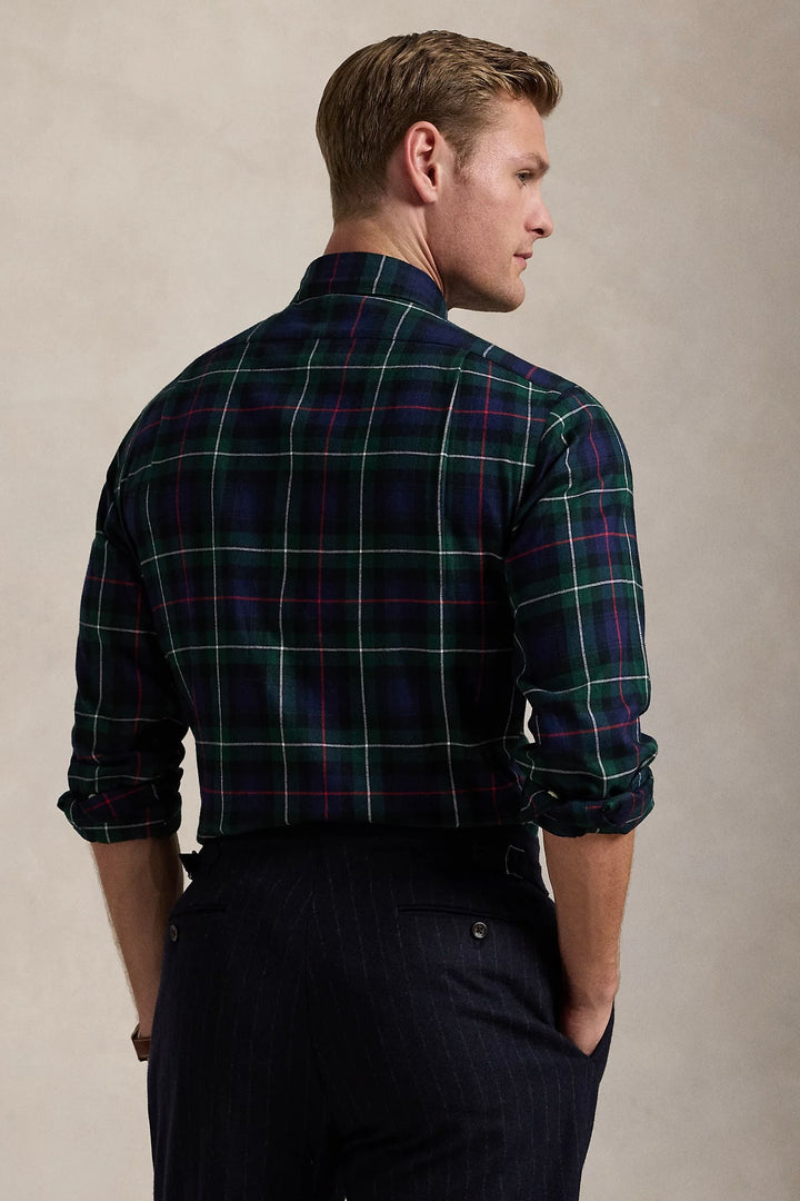 POLO RALPH LAUREN Custom Fit Plaid Twill Shirt Evergreen/Red - Dale
