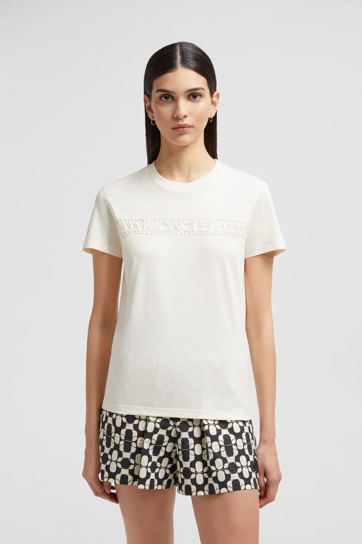 MONCLER Embroidered Logo Cotton T-Shirt White - Dale
