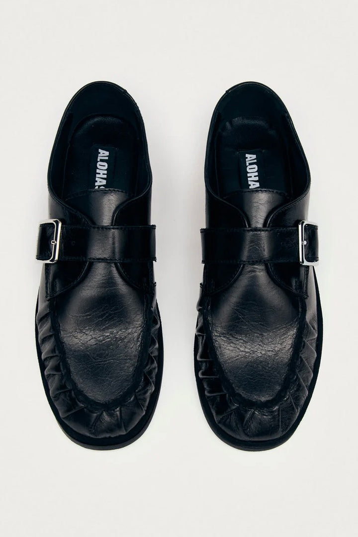ALOHAS Brandy Black Leather Loafers - Dale