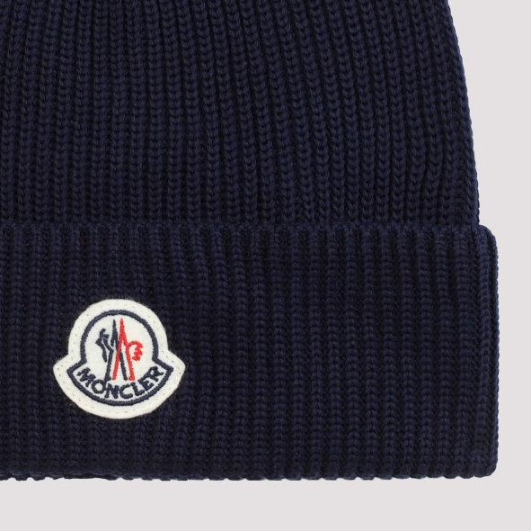 MONCLER - RIBBED KNIT BEANIE DARK BLUE - Dale