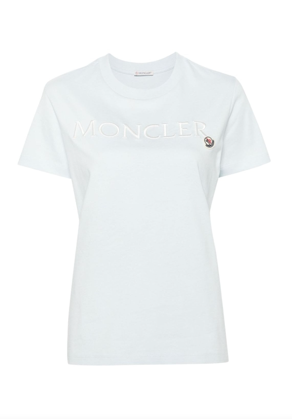 MONCLER - SS EMBROIDERED LOGO  T-SHIRT - LIGHT BLUE - Dale