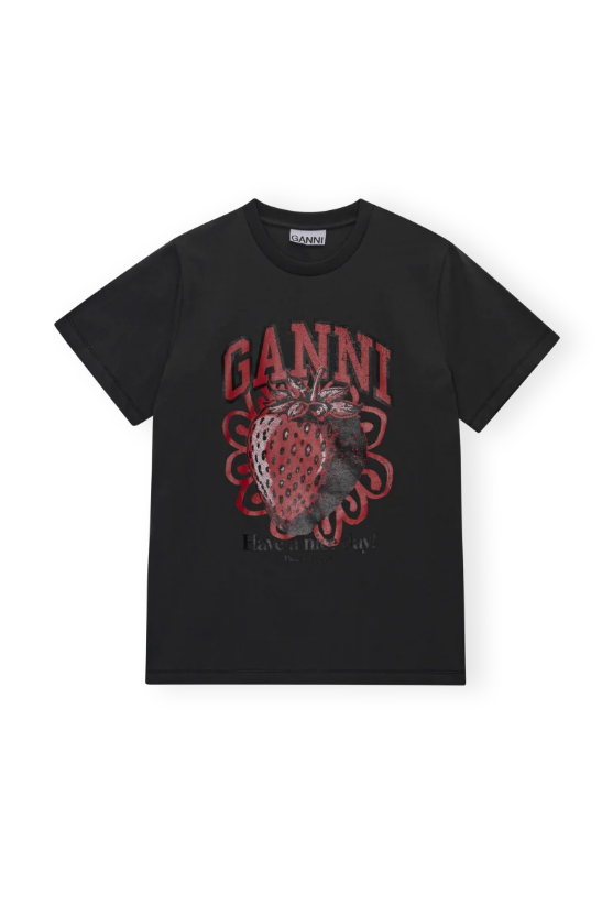 GANNI - Basic jersey Strawberry Relaxed T-shirt - Dale