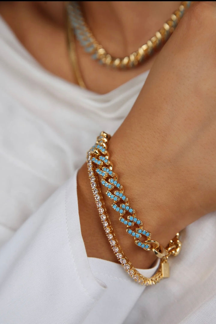 CRYSTAL HAZE - Mexican chain bracelet Mykonos blue - Dale