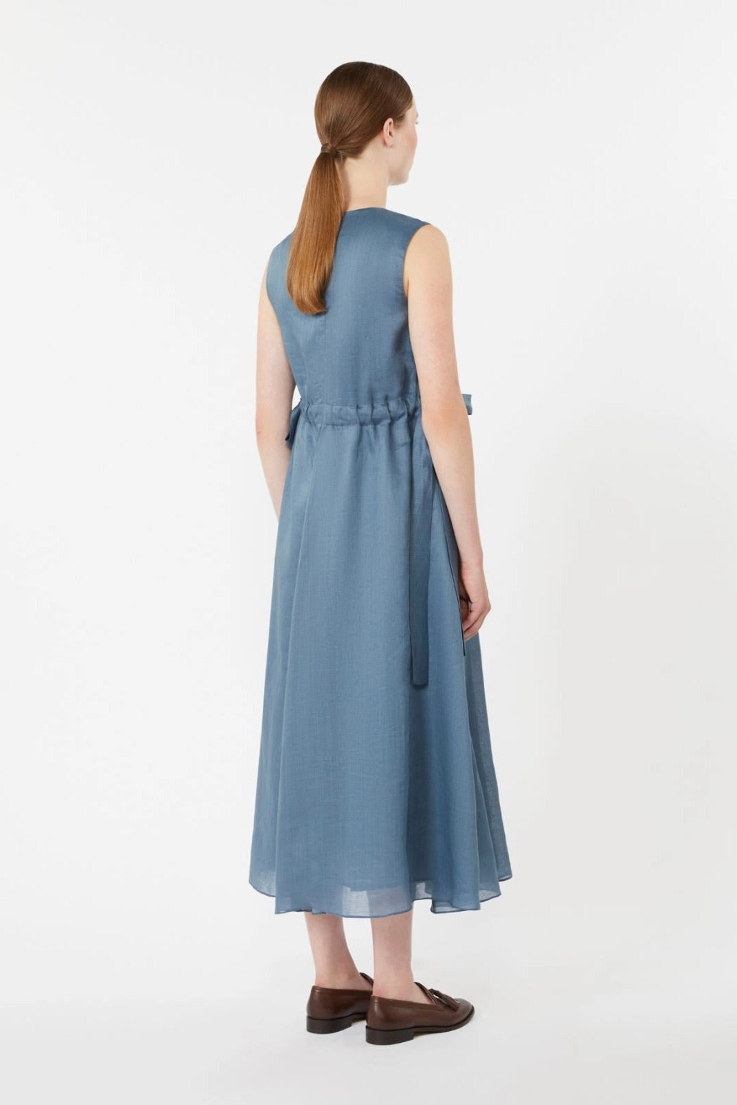 Long Ramie Dress Sky Blue