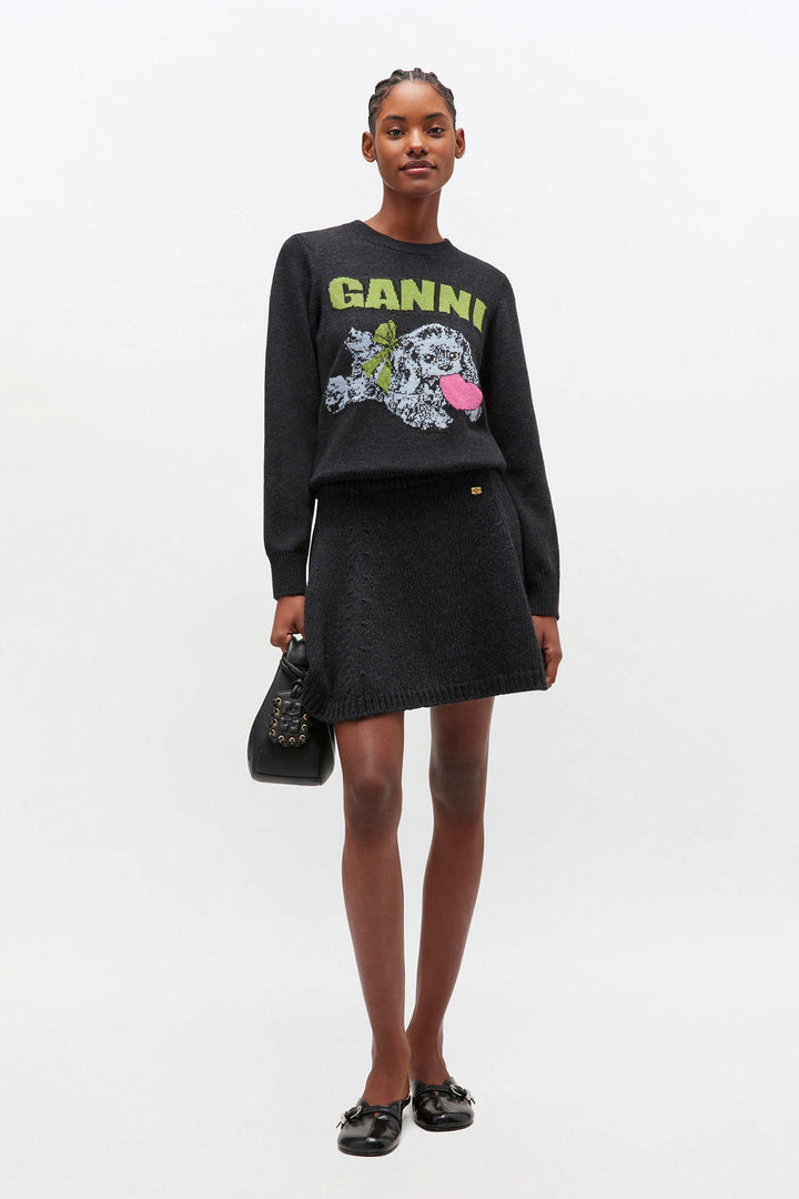 GANNI Chunky Wool Mix Mini Skirt - Dale
