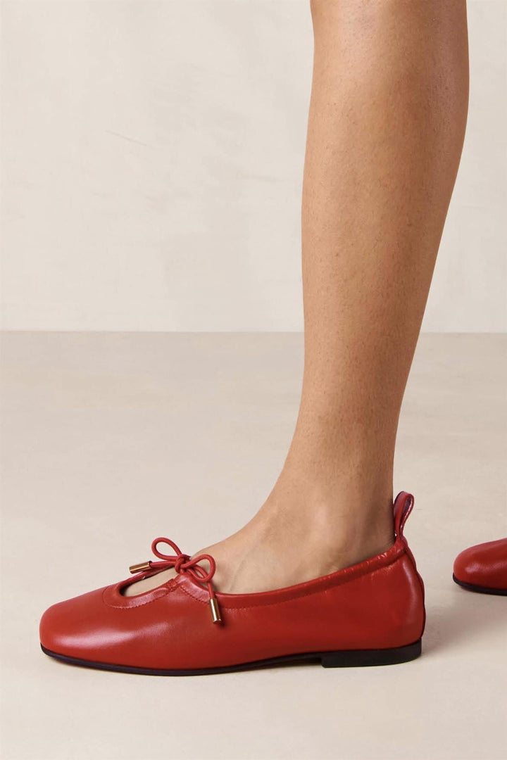 Rosalind Red Leather Ballet Flats