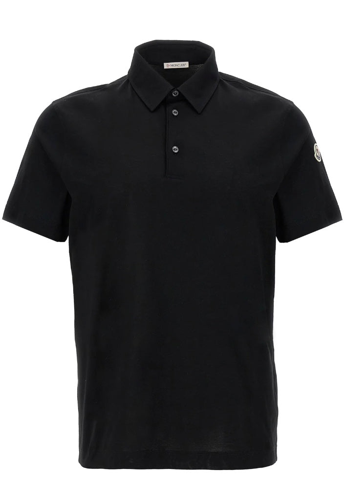 Logo Patch Short Sleeved Polo Shirt Black
