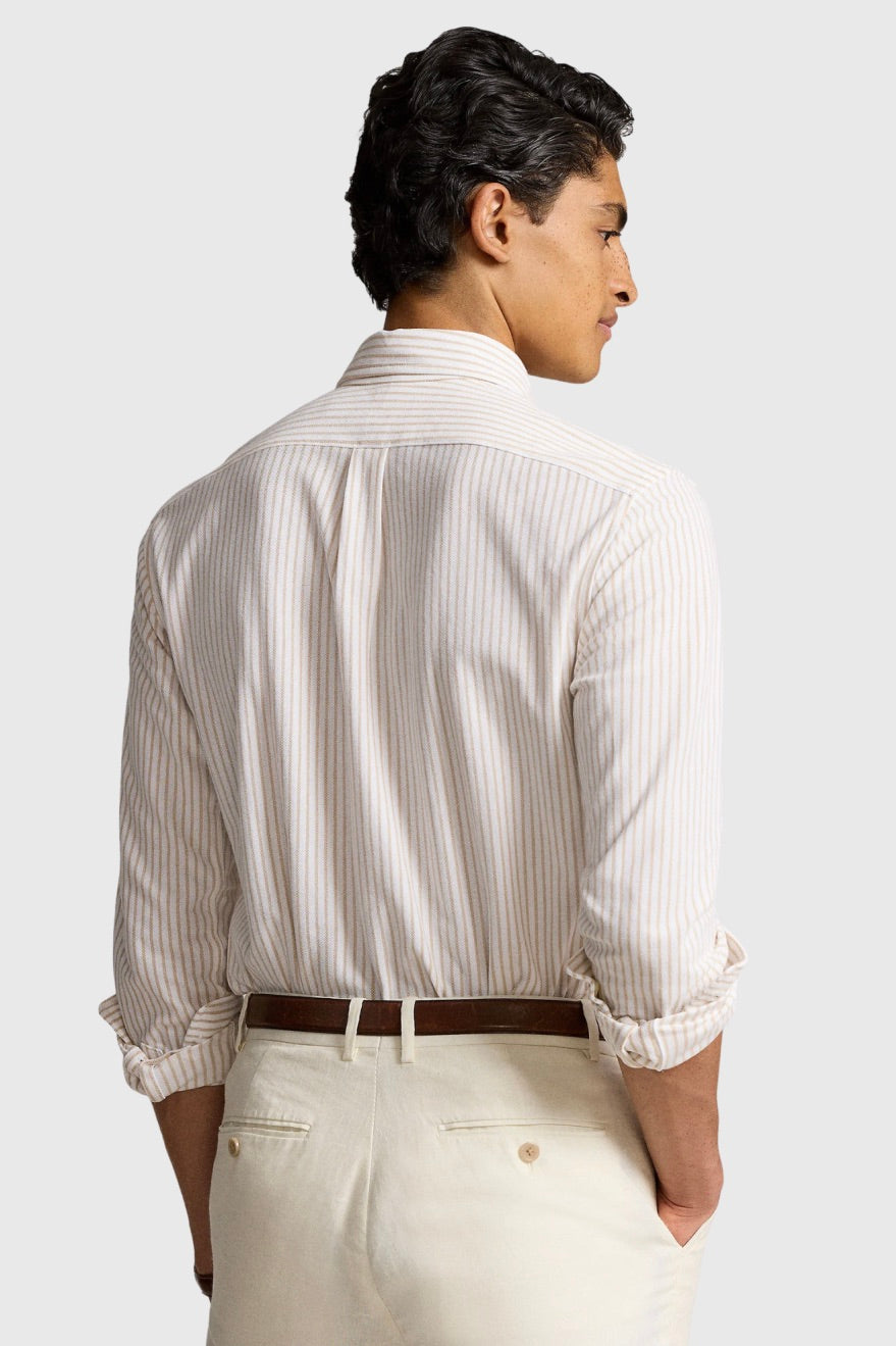 POLO RALPH LAUREN Herringbone Knit Oxford Shirt White/Coastal Beige - Dale
