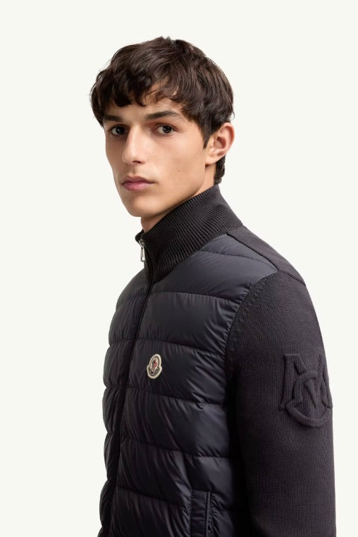 MONCLER Padded Zip-Up Cotton Cardigan Dark Blue - Dale