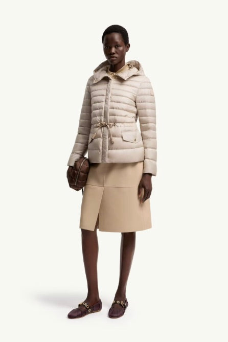Raies Hooded Short Down Jacket Light Beige