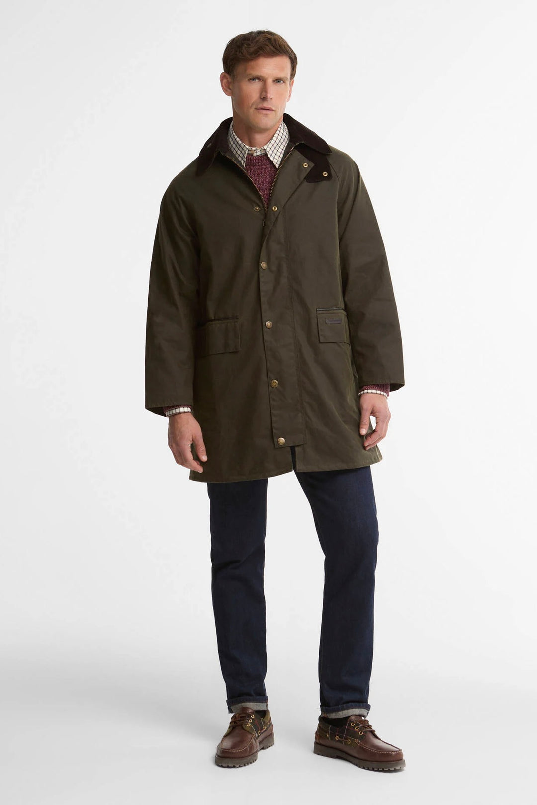 Barbour Country Waxed Mac Jacket Olive/Fern
