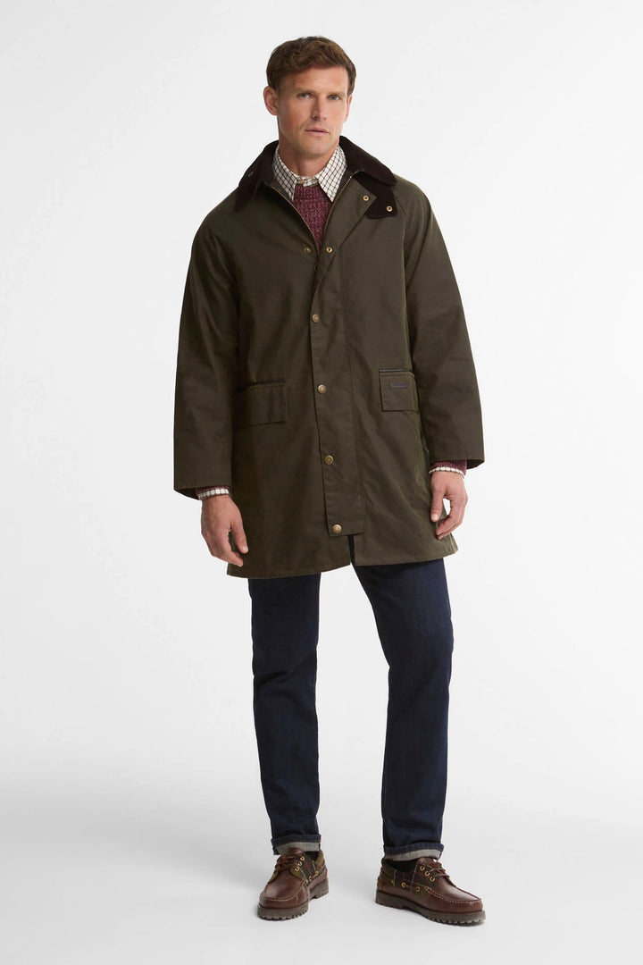 Barbour Country Waxed Mac Jacket Olive/Fern