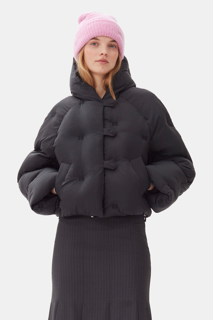 Nylon Tech Puffer Short Jacket