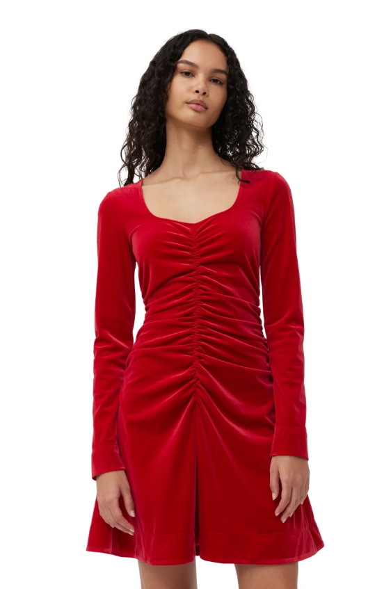 GANNI - Velvet Jersey Mini Dress - Dale
